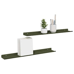Plovoucí police 2 pcs Olivově zelená 60 x 9 x 2,5 cm Ocel - obrázek 3