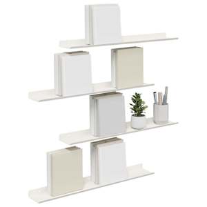 Plovoucí police Nástěnný 4 pcs Bílý 60 x 9 x 2,5 cm Ocel - obrázek 3