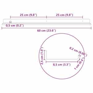 Plovoucí police Nástěnný 4 pcs Bílý 60 x 9 x 2,5 cm Ocel - obrázek 11