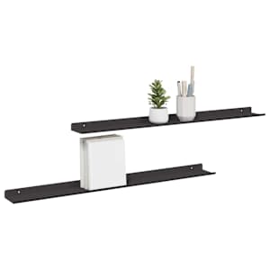 Plovoucí police Nástěnný 2 pcs Černý 80 x 9 x 2,5 cm Ocel - obrázek 3