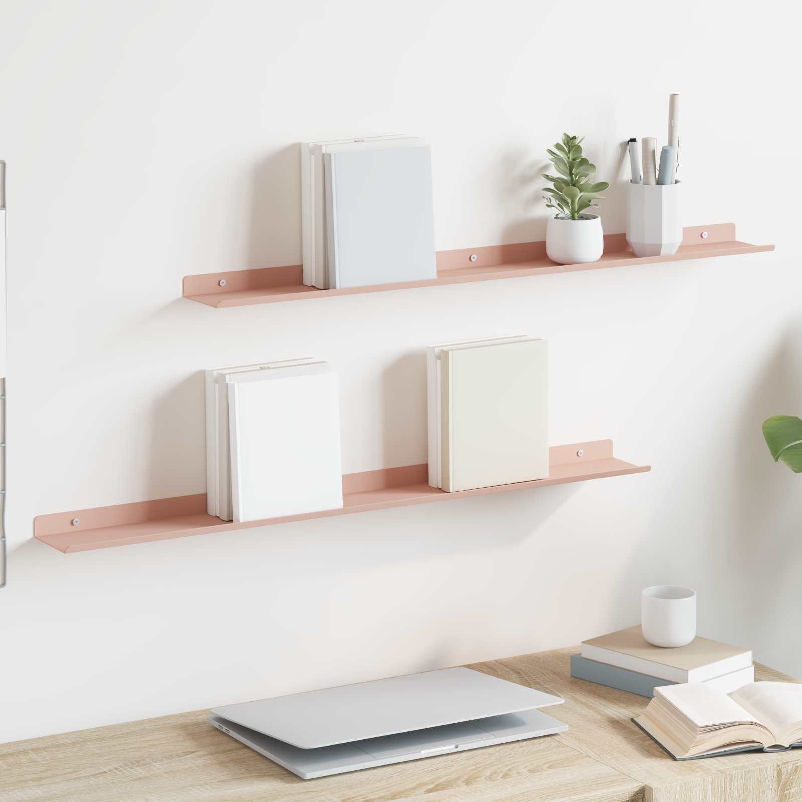 Ležeča polica 2 pcs Roza 80 x 9 x 2,5 cm Jeklo