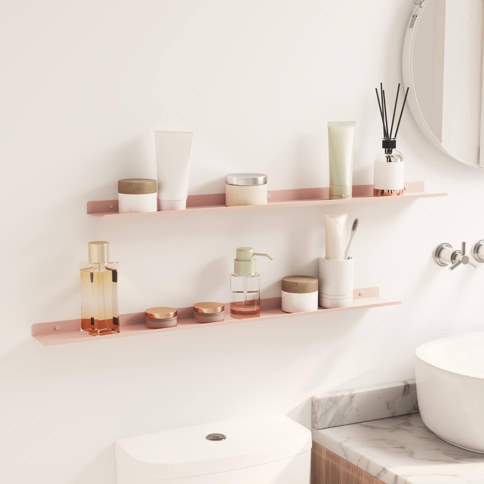 Ležeča polica 2 pcs Roza 80 x 9 x 2,5 cm Jeklo - slika 4