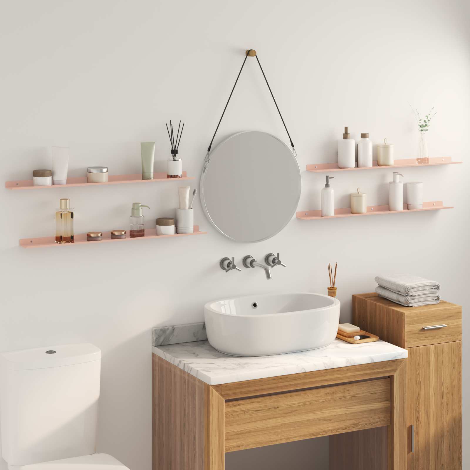 Ležeča polica 4 pcs Roza 80 x 9 x 2,5 cm Jeklo - slika 4