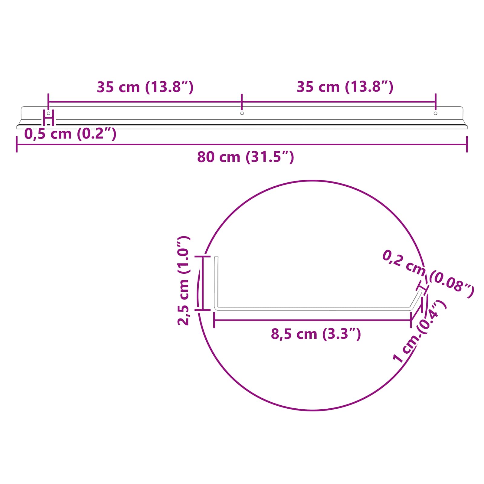 Ležeča polica 4 pcs Roza 80 x 9 x 2,5 cm Jeklo - slika 11
