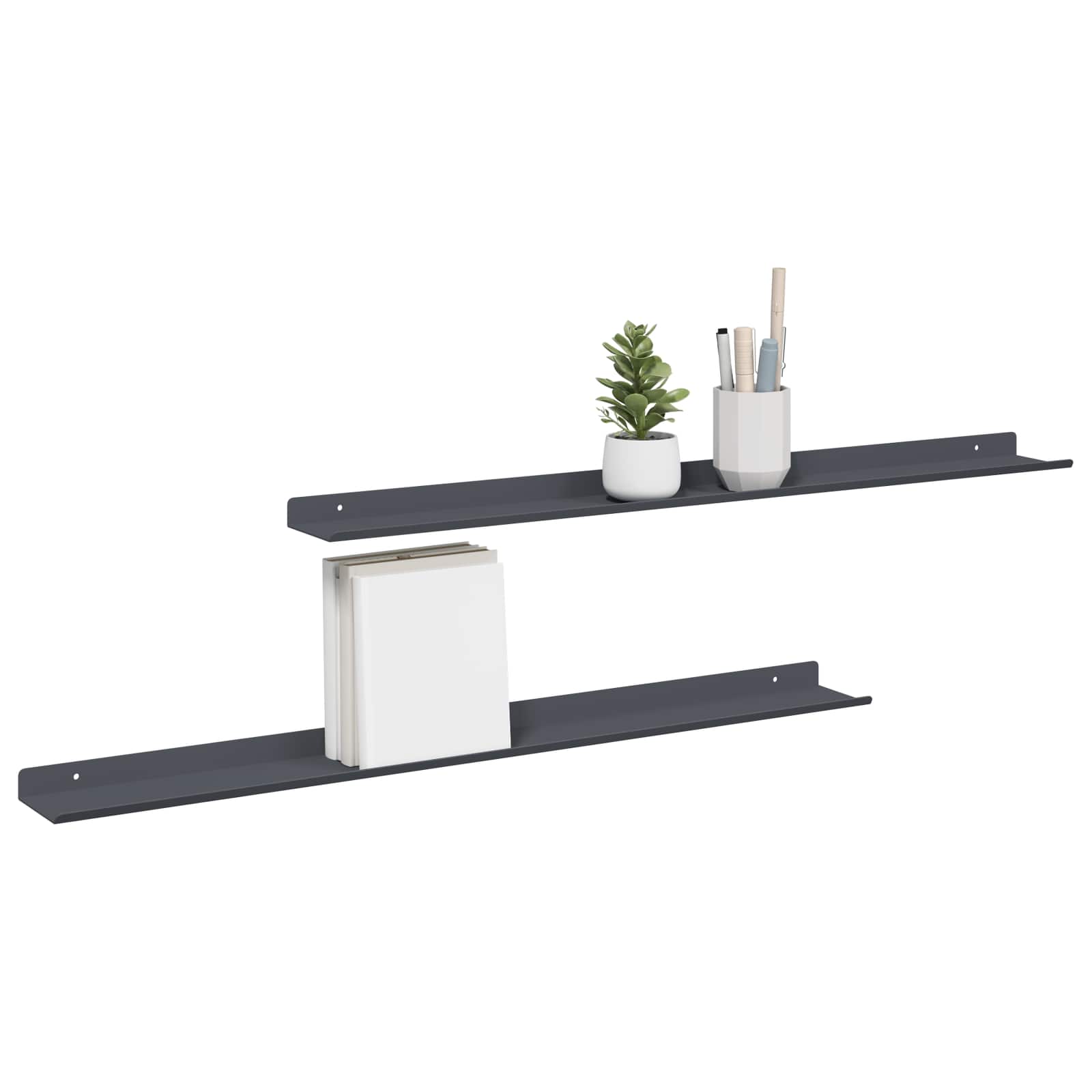 Thumbnail - vidaXL Schwebendes Regal 2 pcs Anthrazit 80 x 9 x 2,5 cm Stahl