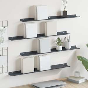 Ležeča polica 4 pcs Antracit 80 x 9 x 2,5 cm Jeklo