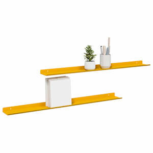 Plovoucí police 2 pcs Hořčicově žlutá 80 x 9 x 2,5 cm Ocel - obrázek 3