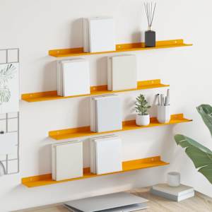 Ležeča polica 4 pcs Gorčična rumena 80 x 9 x 2,5 cm Jeklo