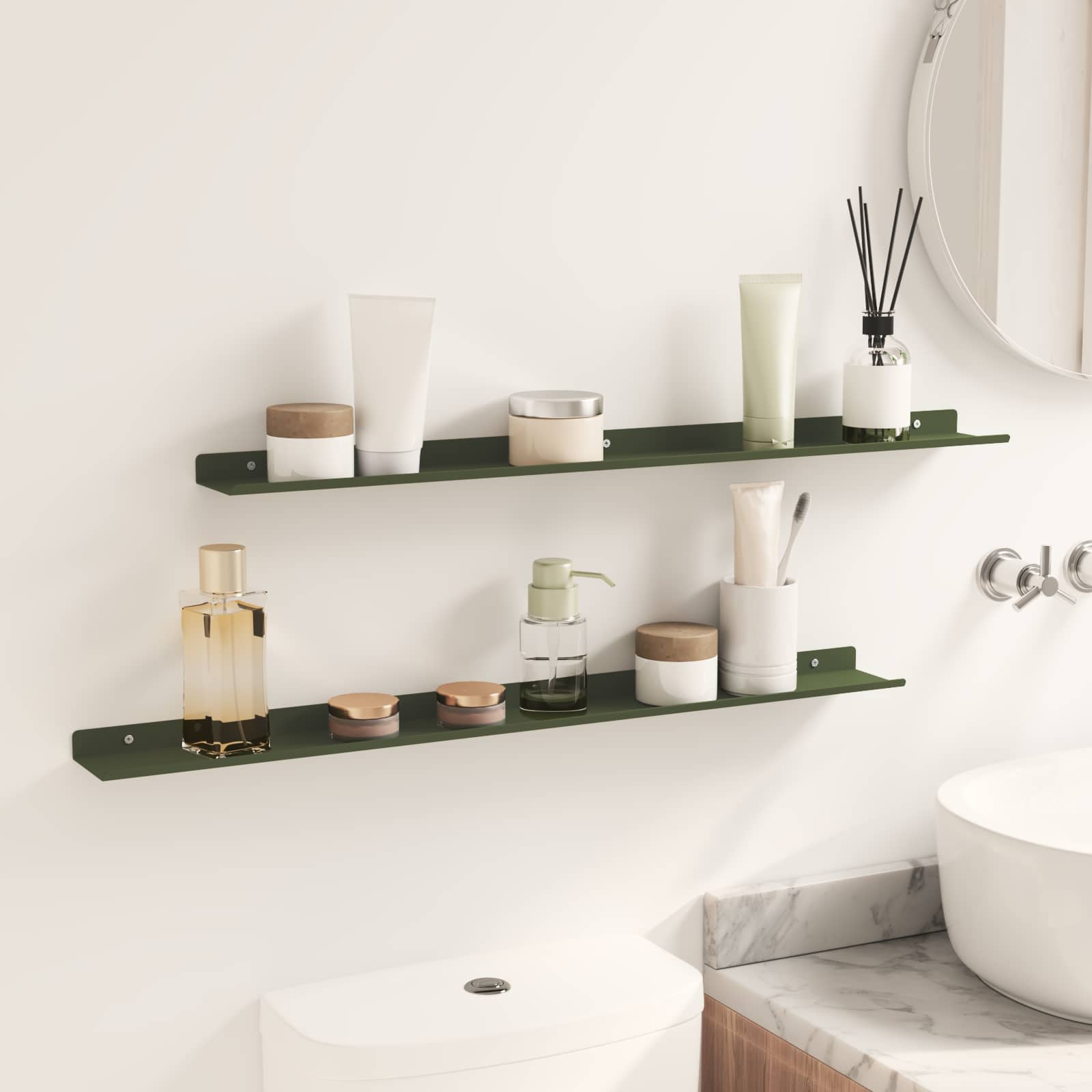 vidaXL Drijvende plank 2 st Olijf Groen 80 x 9 x 2,5 cm Staal, foto 4