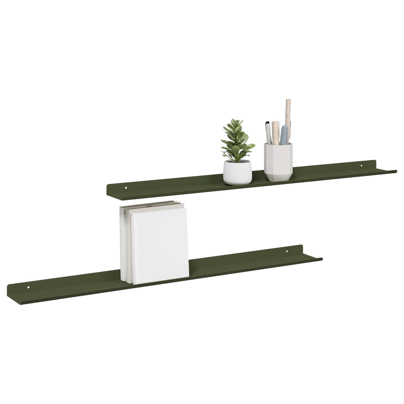 vidaXL Drijvende plank 2 st Olijf Groen 80 x 9 x 2,5 cm Staal, foto 2
