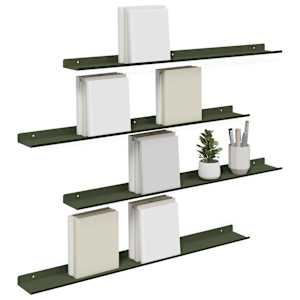 Plovoucí police 4 pcs Olivově zelená 80 x 9 x 2,5 cm Ocel - obrázek 3