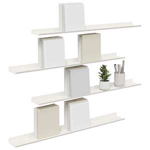 Plovoucí police Nástěnný 4 pcs Bílý 80 x 9 x 2,5 cm Ocel - obrázek 3