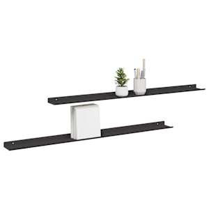 Plovoucí police Nástěnný 2 pcs Černý 100 x 9 x 2,5 cm Ocel - obrázek 3