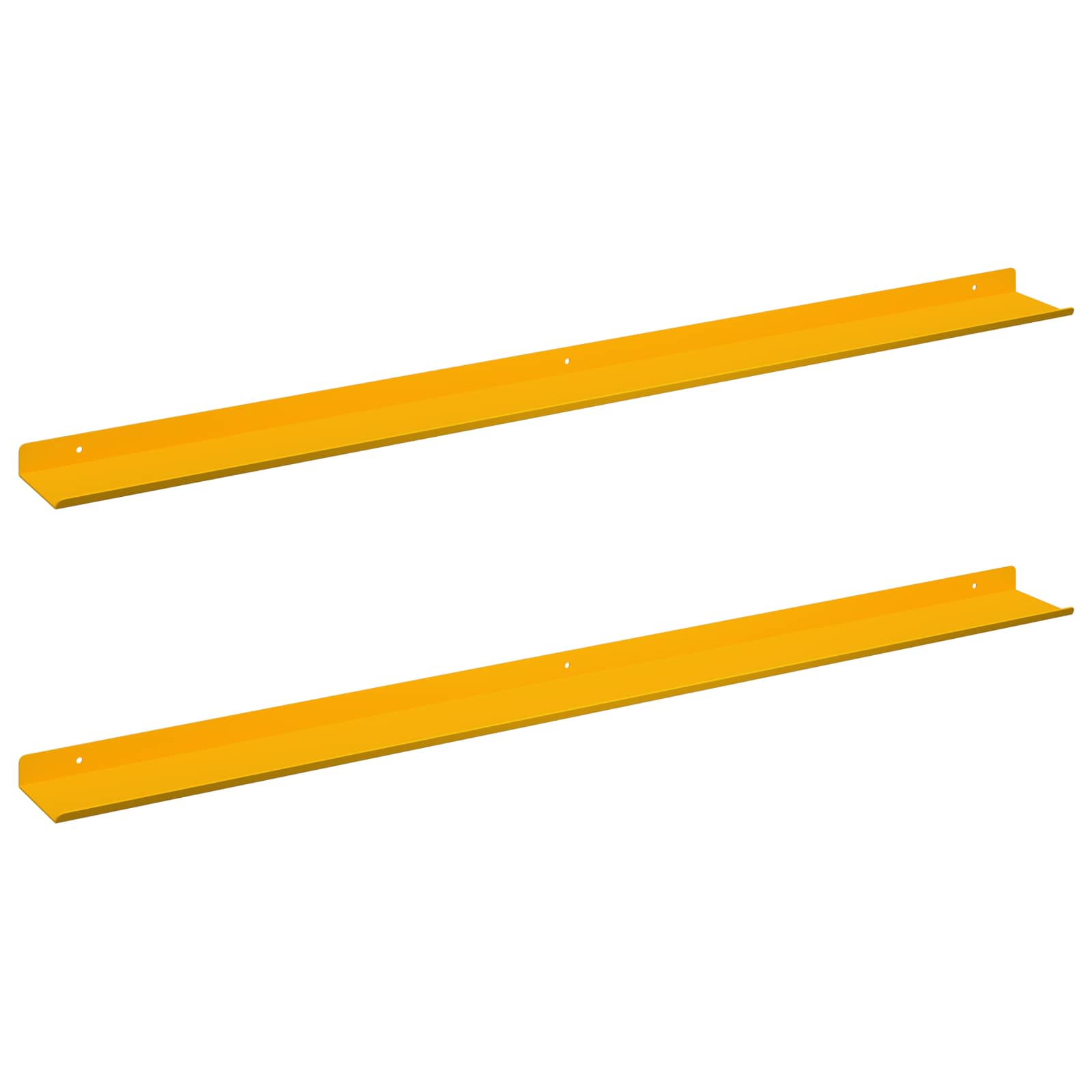 Thumbnail - vidaXL Schwebendes Regal 2 pcs Senfgelb 100 x 9 x 2,5 cm Stahl