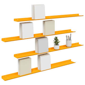 Plovoucí police 4 pcs Hořčicově žlutá 100 x 9 x 2,5 cm Ocel - obrázek 3