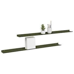 Plovoucí police 2 pcs Olivově zelená 100 x 9 x 2,5 cm Ocel - obrázek 3