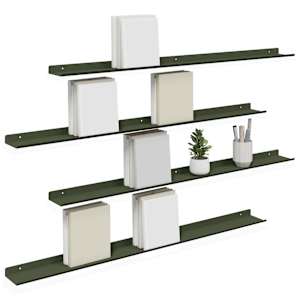 Plovoucí police 4 pcs Olivově zelená 100 x 9 x 2,5 cm Ocel - obrázek 3