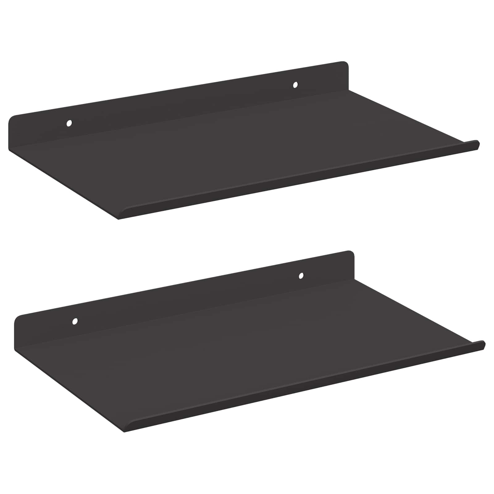 Stenska polica s polico 2 pcs Črna 30 x 17,5 x 2,5 cm - slika 2