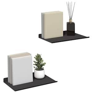 Plovoucí police Nástěnný 2 pcs Černý 30 x 17,5 x 2,5 cm Ocel - obrázek 3