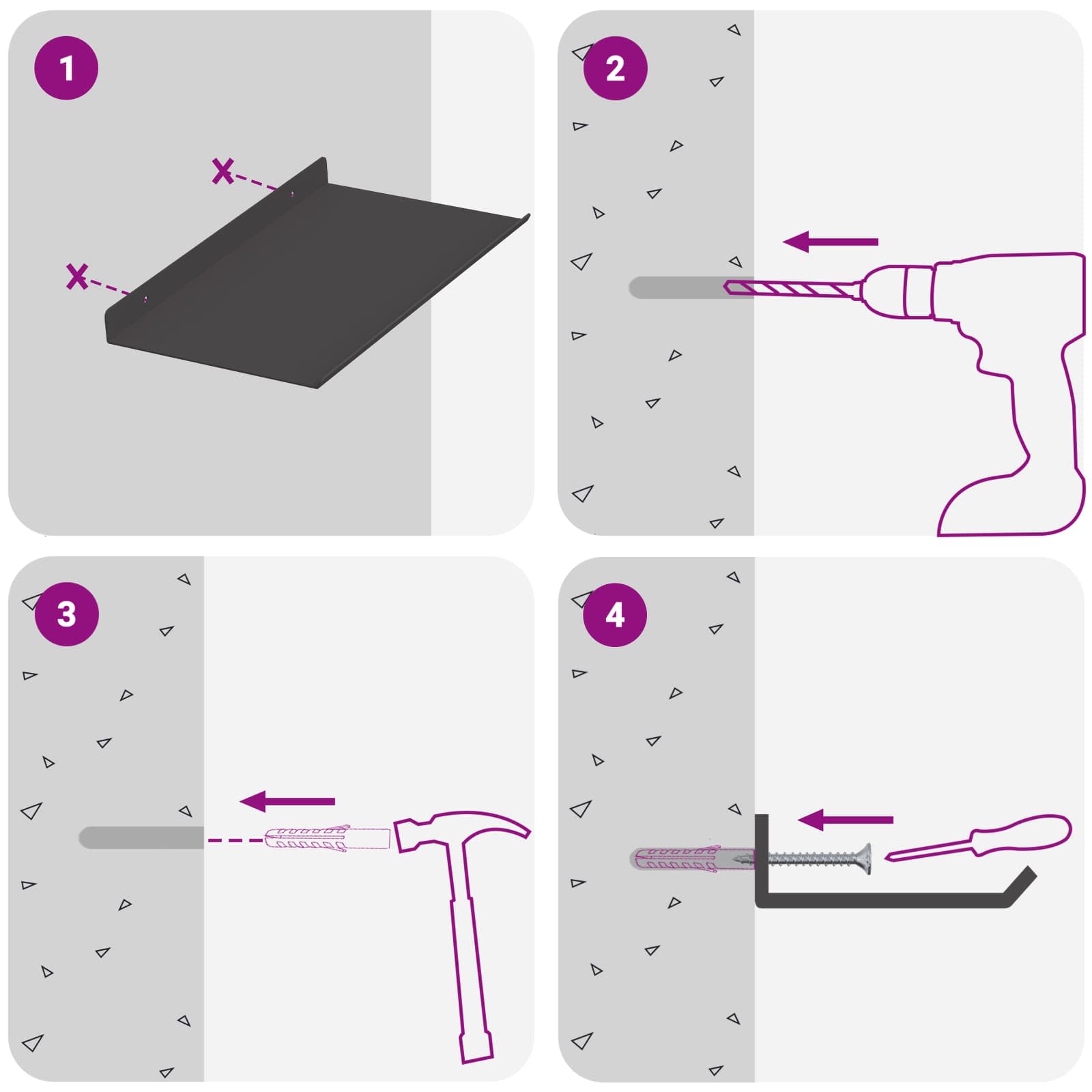 Ležeča polica 4 pcs Črna 30 x 18 x 2,5 cm Jeklo - slika 10