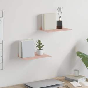 Plovoucí police Nástěnný 2 pcs Růžová 30 x 18 x 2,5 cm Ocel - obrázek 1