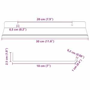 Plovoucí police Nástěnný 2 pcs Růžová 30 x 18 x 2,5 cm Ocel - obrázek 11