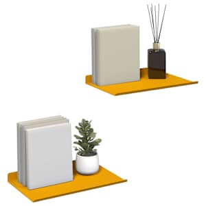 Plovoucí police 2 pcs Hořčicově žlutá 30 x 18 x 2,5 cm Ocel - obrázek 3