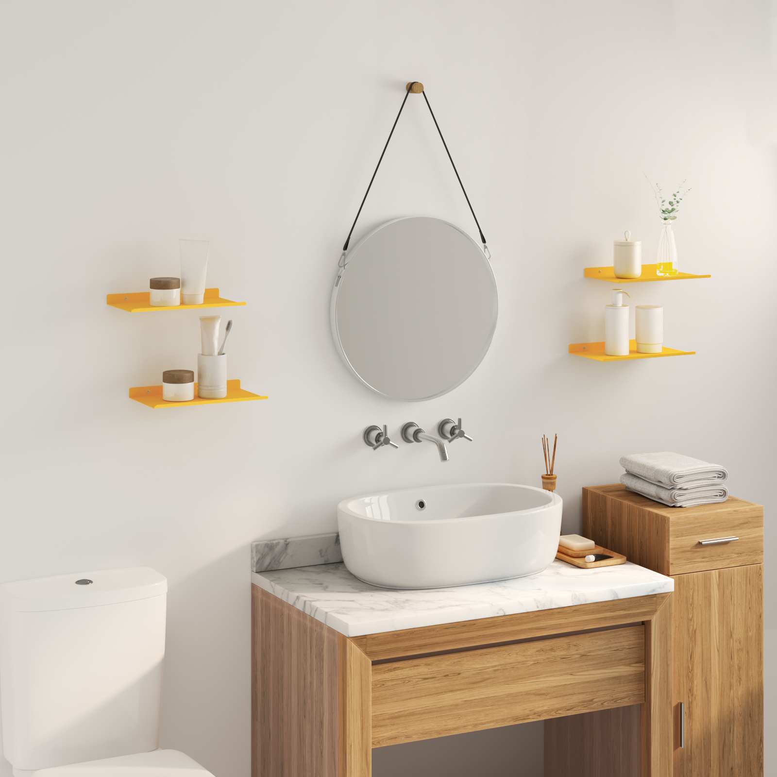 Ležeča polica 4 pcs Gorčična rumena 30 x 18 x 2,5 cm Jeklo - slika 4