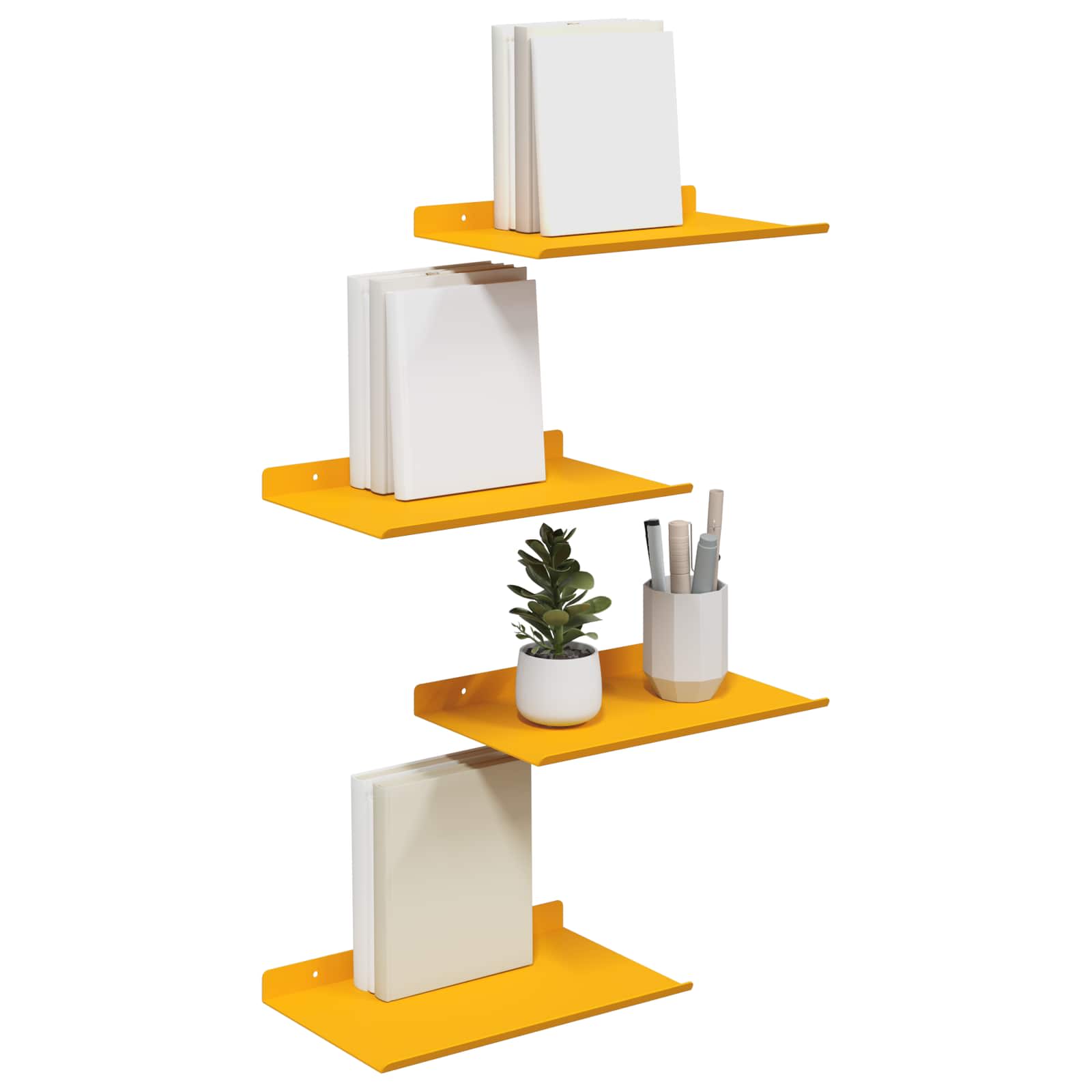 Ležeča polica 4 pcs Gorčična rumena 30 x 18 x 2,5 cm Jeklo - slika 3