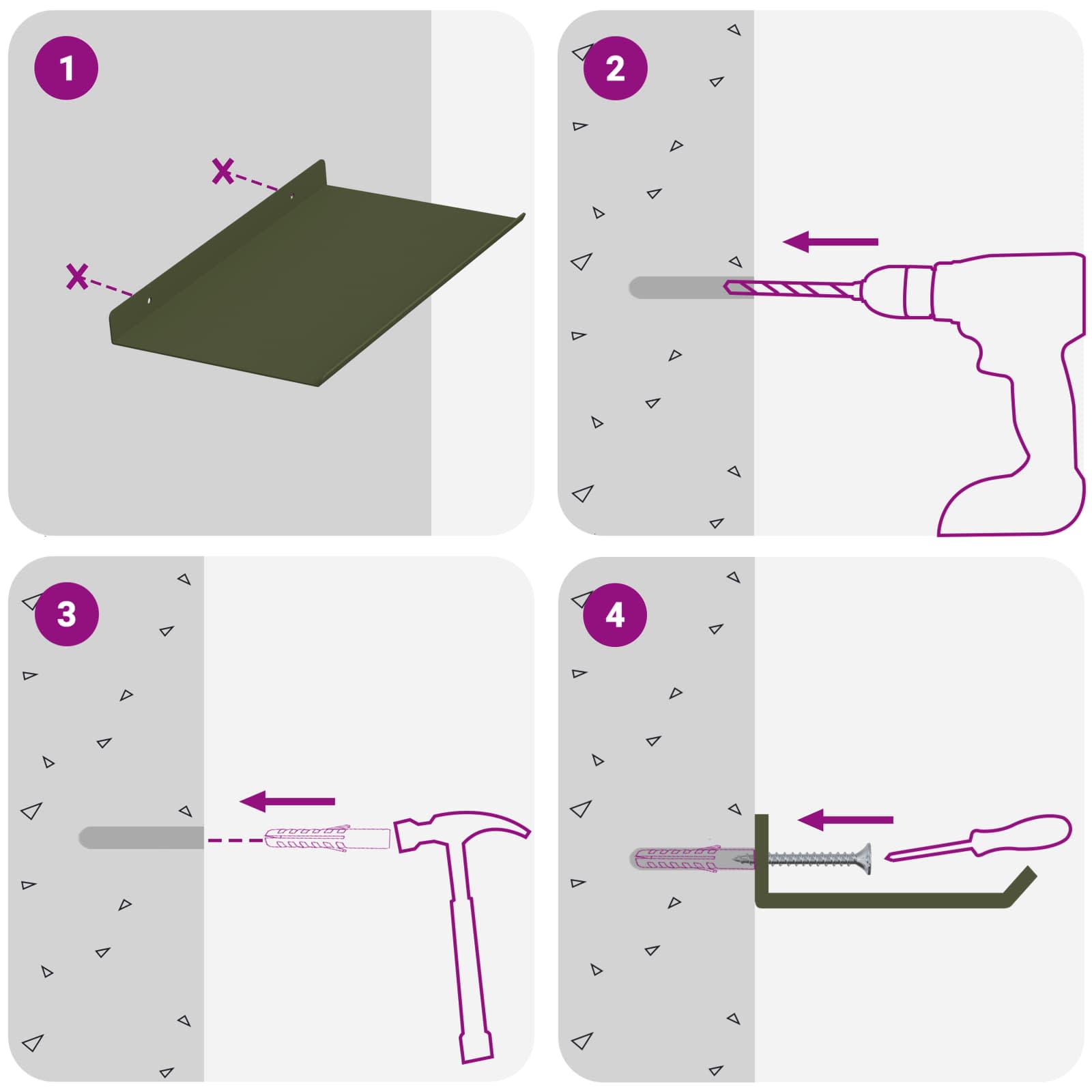 Ležeča polica 2 pcs Oljčno zelena 30 x 18 x 2,5 cm Jeklo - slika 10