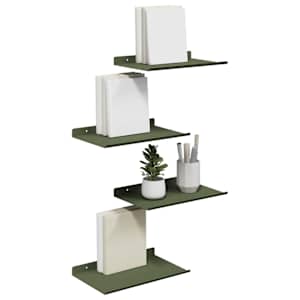 Plovoucí police 4 pcs Olivově zelená 30 x 18 x 2,5 cm Ocel - obrázek 3