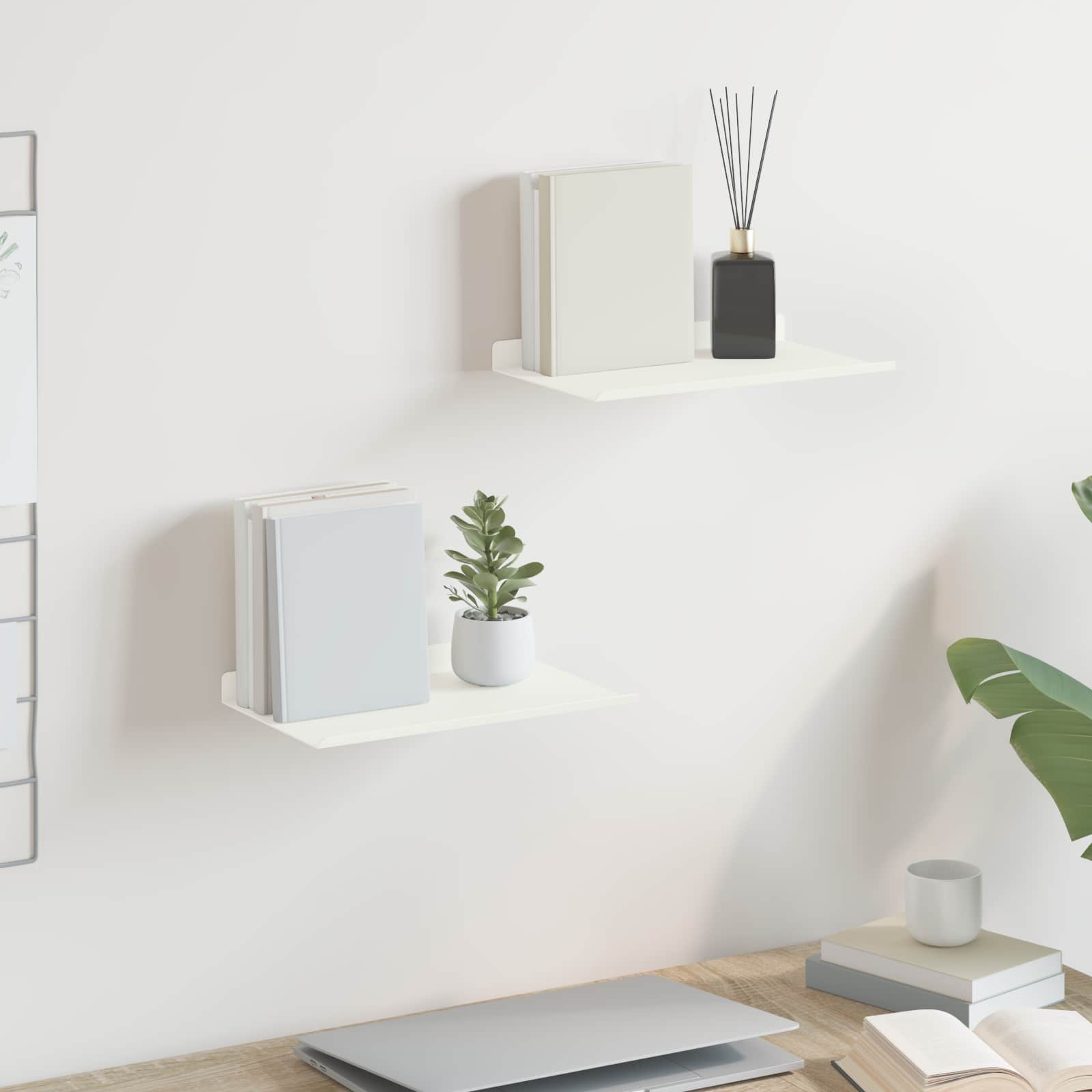 Ležeča polica 2 pcs Bela 30 x 18 x 2,5 cm Jeklo