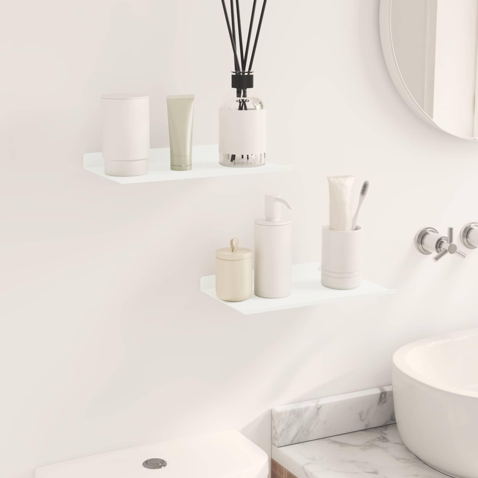 Ležeča polica 2 pcs Bela 30 x 18 x 2,5 cm Jeklo - slika 4