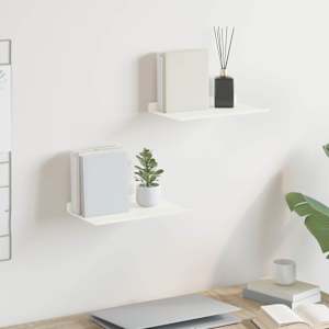 Ležeča polica 2 pcs Bela 30 x 18 x 2,5 cm Jeklo