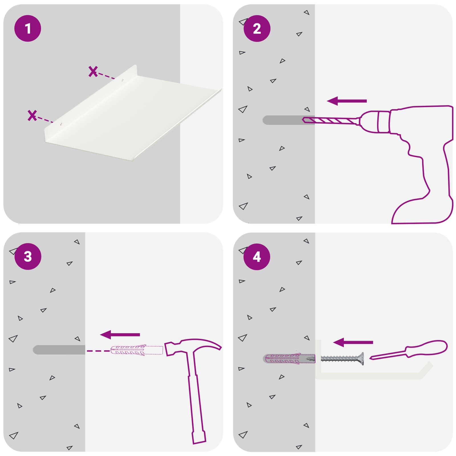 Ležeča polica 2 pcs Bela 30 x 18 x 2,5 cm Jeklo - slika 10