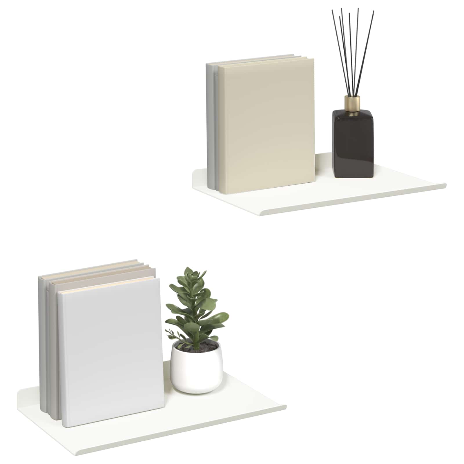 Ležeča polica 2 pcs Bela 30 x 18 x 2,5 cm Jeklo - slika 3