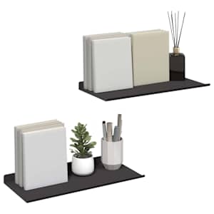 Plovoucí police Nástěnný 2 pcs Černý 40 x 17,5 x 2,5 cm Ocel - obrázek 3