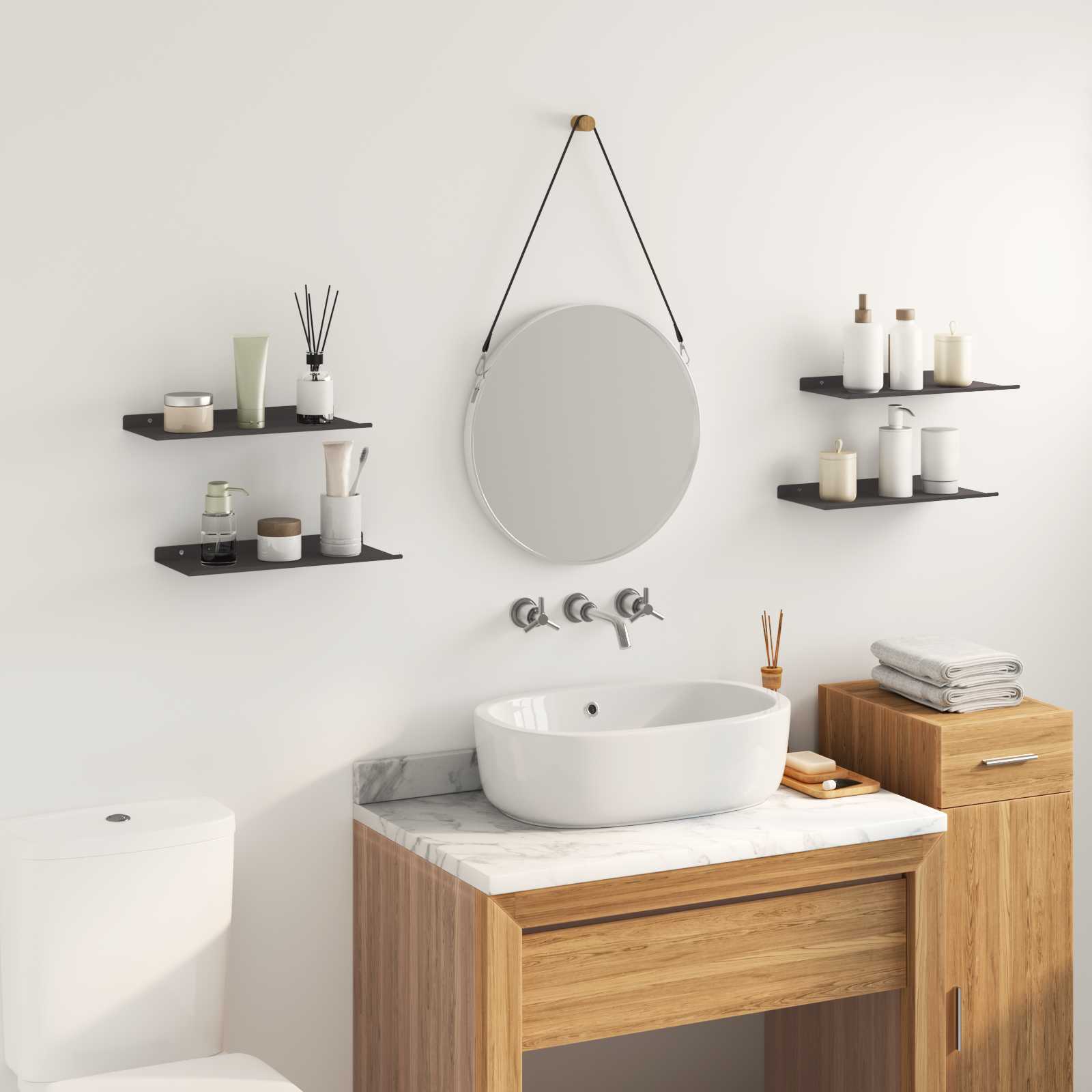 Ležeča polica 4 pcs Črna 40 x 18 x 2,5 cm Jeklo - slika 4