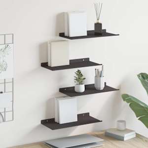 Ležeča polica 4 pcs Črna 40 x 18 x 2,5 cm Jeklo