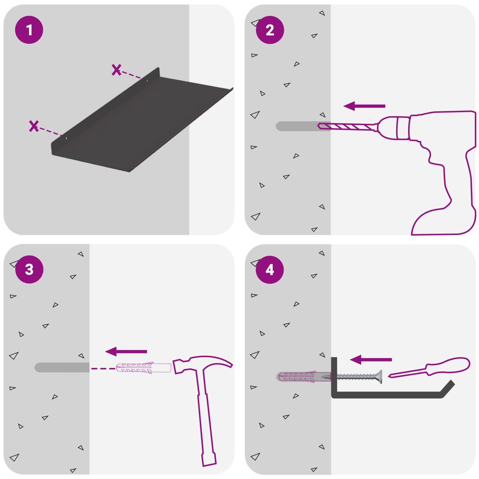 Ležeča polica 4 pcs Črna 40 x 18 x 2,5 cm Jeklo - slika 10