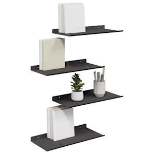 Plovoucí police Nástěnný 4 pcs Černý 40 x 18 x 2,5 cm Ocel - obrázek 3
