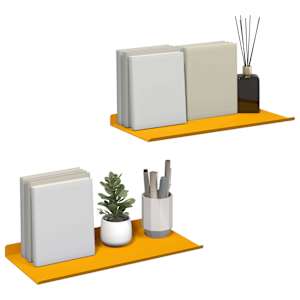 Plovoucí police 2 pcs Hořčicově žlutá 40 x 18 x 2,5 cm Ocel - obrázek 3