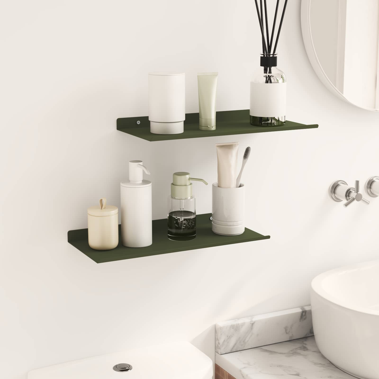vidaXL Drijvende plank 2 st Olijf Groen 40 x 18 x 2,5 cm Staal, foto 4