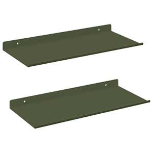 Plovoucí police 2 pcs Olivově zelená 40 x 18 x 2,5 cm Ocel - obrázek 2
