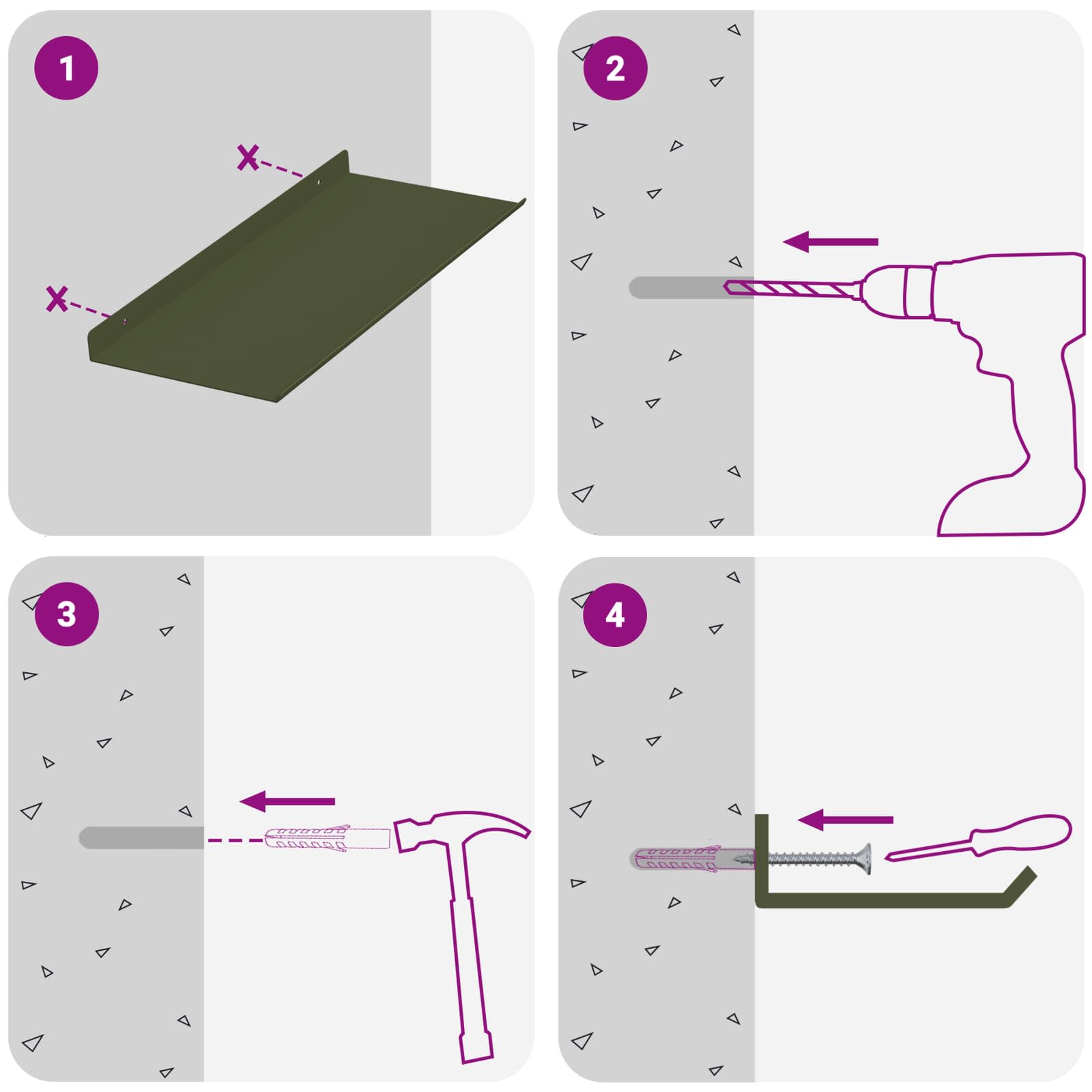 Ležeča polica 2 pcs Oljčno zelena 40 x 18 x 2,5 cm Jeklo - slika 10