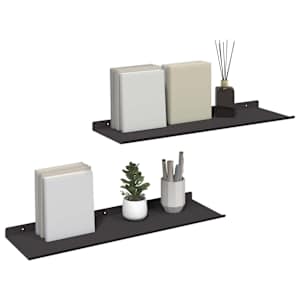 Plovoucí police Nástěnný 2 pcs Černý 60 x 18 x 2,5 cm Ocel - obrázek 3