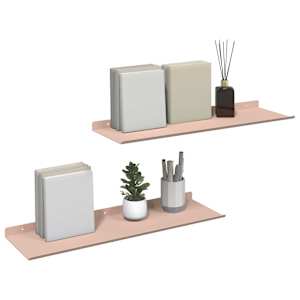 Plovoucí police Nástěnný 2 pcs Růžová 60 x 18 x 2,5 cm Ocel - obrázek 3