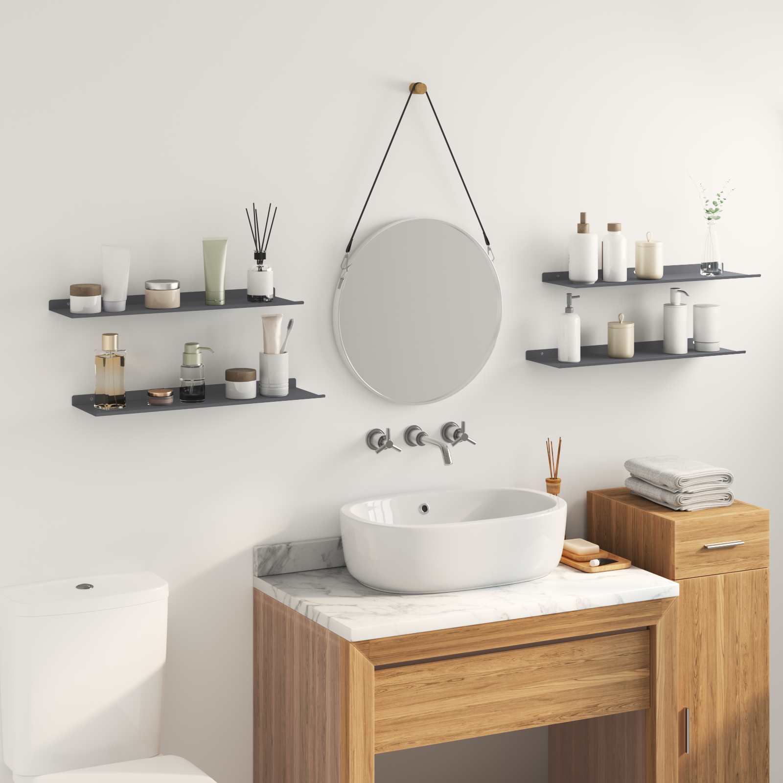 Ležeča polica 4 pcs Antracit 60 x 18 x 2,5 cm Jeklo - slika 4