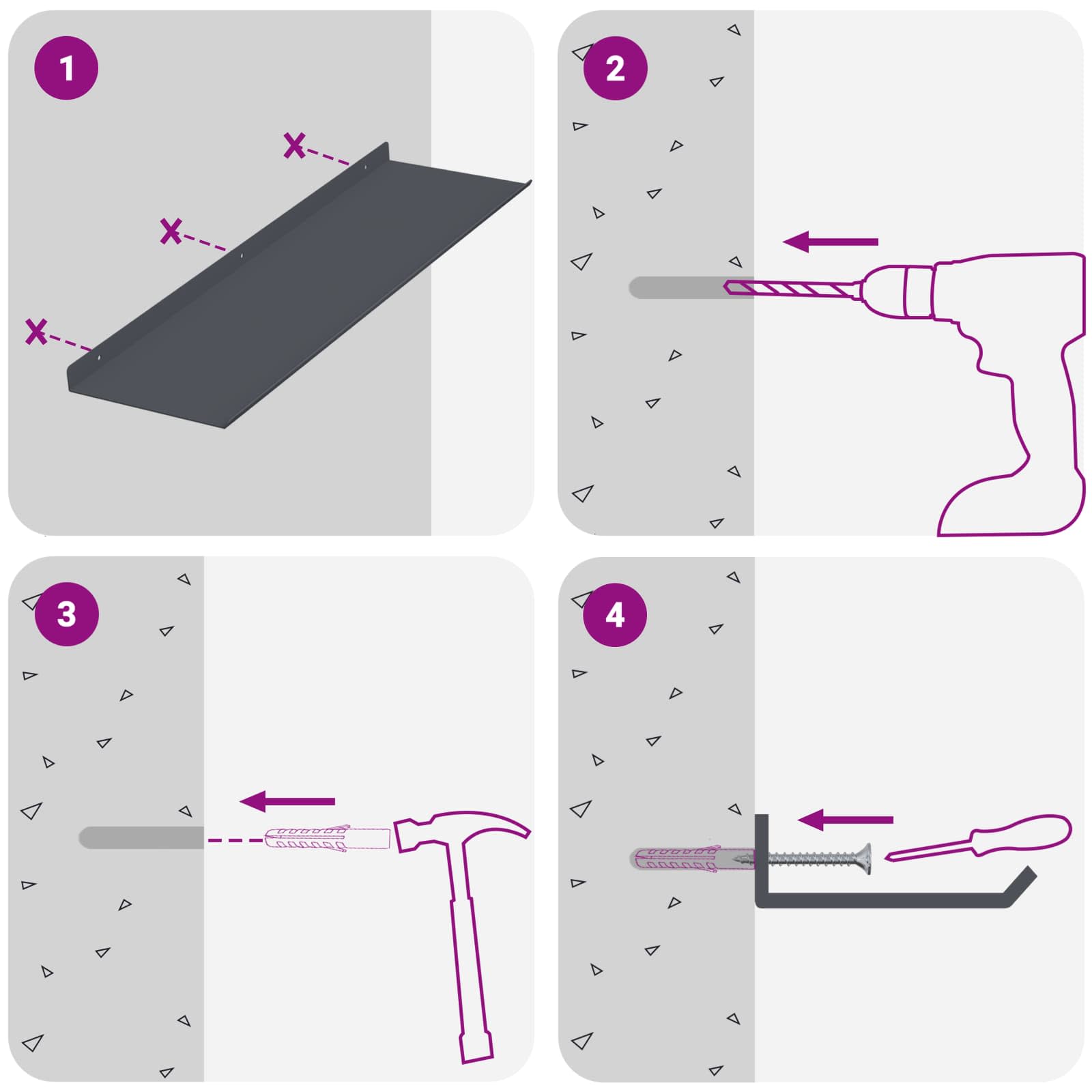 Ležeča polica 4 pcs Antracit 60 x 18 x 2,5 cm Jeklo - slika 10