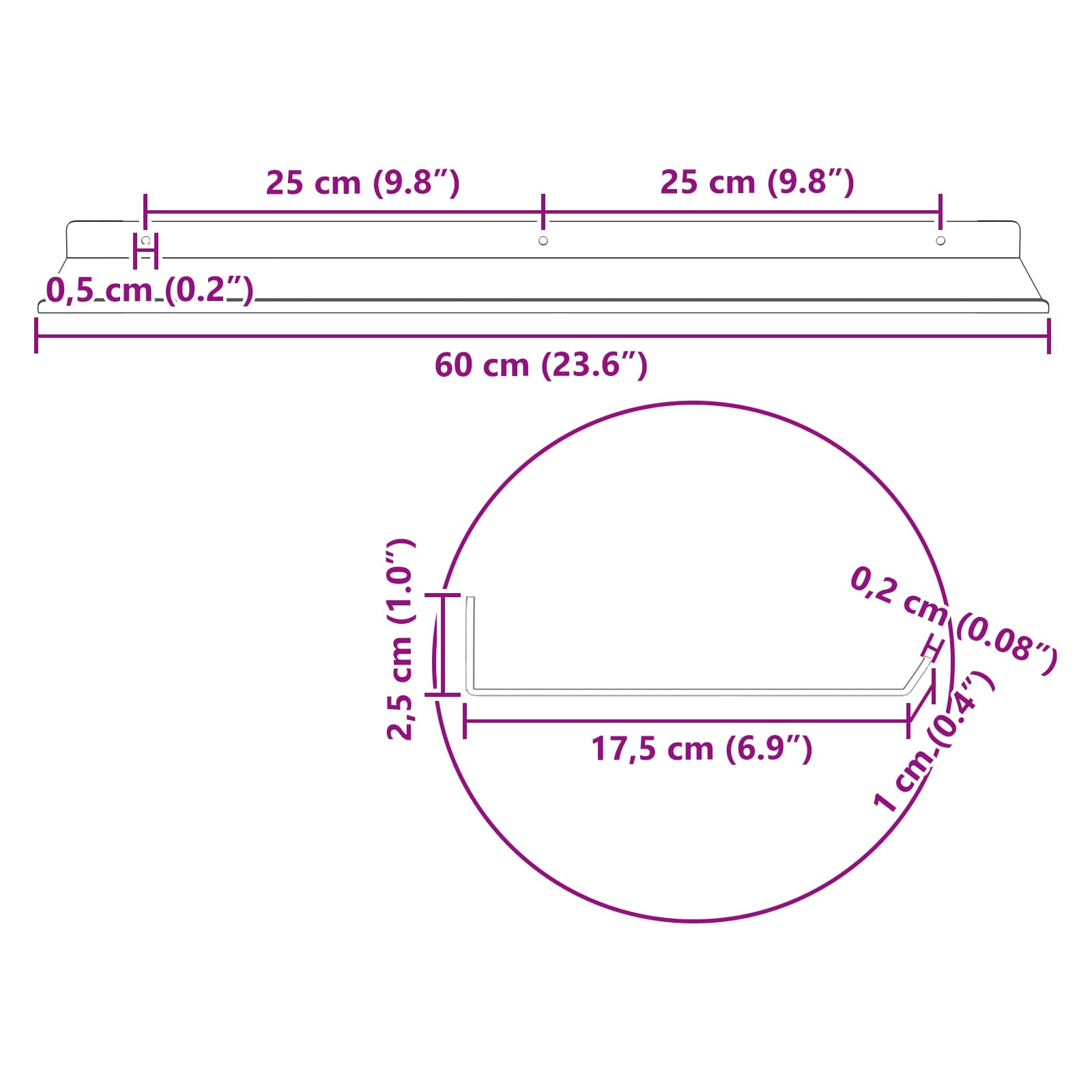 Ležeča polica 4 pcs Antracit 60 x 18 x 2,5 cm Jeklo - slika 11
